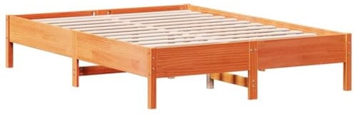 vidaXL Massivholzbett, Holzbett Bett für Schlafzimmer, Bettgestell Bettrahmen mit Lattenrost, Doppelbett Schlafzimmerbett, Wachsbraun 160x200cm Kiefer