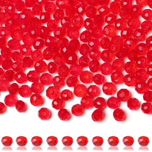 XIANNVXI 6mm Red Glass Beads for Crafting Red Beads for Jewelry Making 400pcs