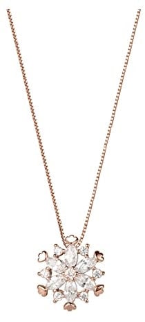 Long Pendant Necklace Clavicle Necklace Alloy Choker Chain Rhinestones Circular Necklace Silver Diamond Snowflake Necklaces For Women And Girls Circle Necklace Men (Rose Gold, One Size)