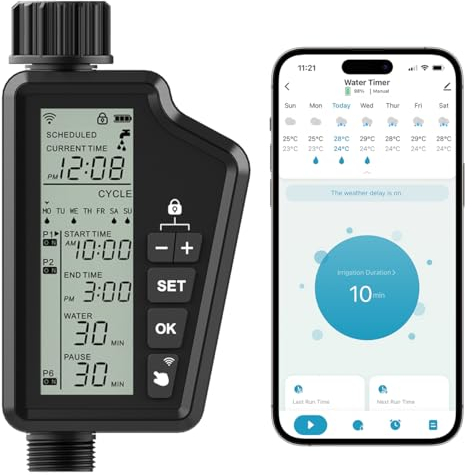 AVATTO Smart WiFi Bewässerungscomputer Zeitschaltuhren Automatische Bewässerung Unterstützen Alexa und Google Assistant Sprachsteuerung und Smart Life App Fernbedienung [kein Gateway Hub erforderlich]