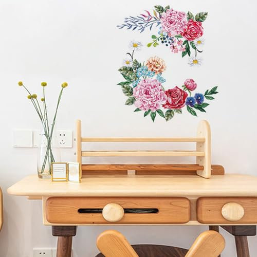 Flower Wall Decals - Wall Stickers Bathroom Wall Sticker Floral Wall Decals Bedroom Living Room TV Background Wall Decor 0920
