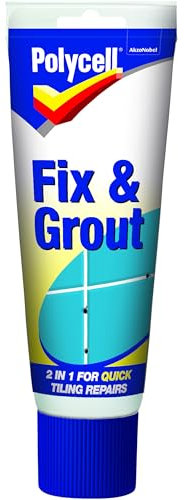 Amk® Polycell 2 in 1 Tile Fix & Grout Tube 330g Brilliant White Grouting Waterproof Finish Ideal for Tiling Repairs Broken Tiles Quick Dry