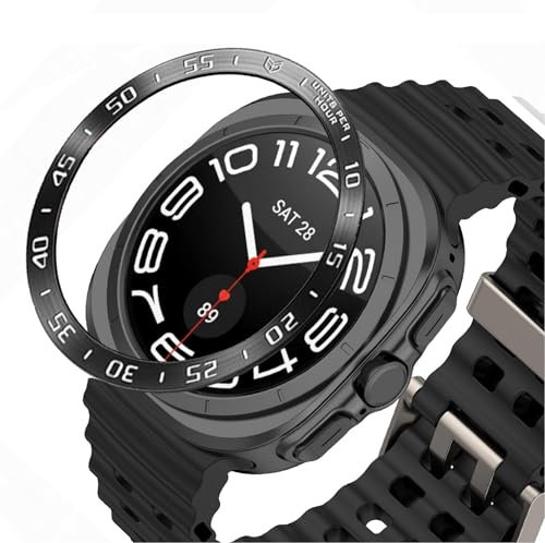 GIOPUEY Schutzring Kompatibel mit Samsung Galaxy Watch Ultra 47mm, Bezel Ring Bezel Styling Lünette Schutz hülle, Schutzring aus Aluminiumlegierung aus Metall - A-Black