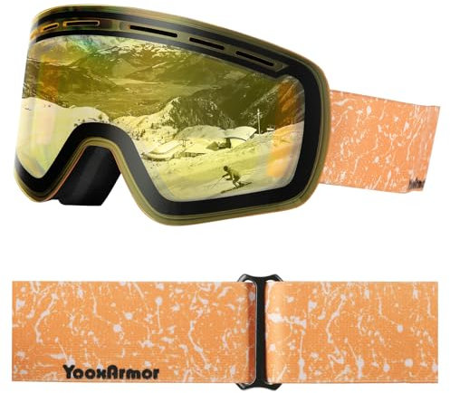 Masque de Ski OTG,Lunette de Ski Protection pour Enfant 6 à 14 Ans,Anti 100% UV 400 Antibuée Masques de Snowboard pour Garçons et Filles pour Ski Snowboard Autres Sports Hiver Compatible avec Casque