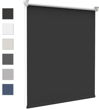 Verdunklungsrollo ohne Bohren Verdunkelungsrollo Klemmfix Rollos für Fenster ohne Bohren 230x60cm(LxB) Schwarz Thermorollo Fenster Rollo 100% Verdunkelung Sichtschutz und Sonnenchutz