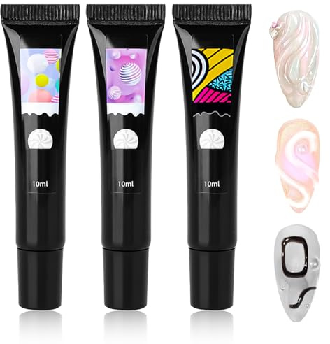 Gel Nägel,4 Stück 3D Gel Nail Art,Glue Gel,Gel Nail,Nails Gel,Gel Nails Für 3D Gel Nail Art Nagel Carving Nail Glue Gel Nail 5D-Geprägtes Candy-Gel DIY Nageldesign Sculpting Nagelmodellage Hause