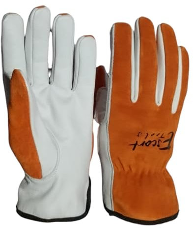 Escort Tools® Heavy Duty Leather Work Gloves for Men Women Thorn Proof Gardening Multi-Purpose Safety Working Gloves Tig Mig Welding Gloves (Orange, XL)