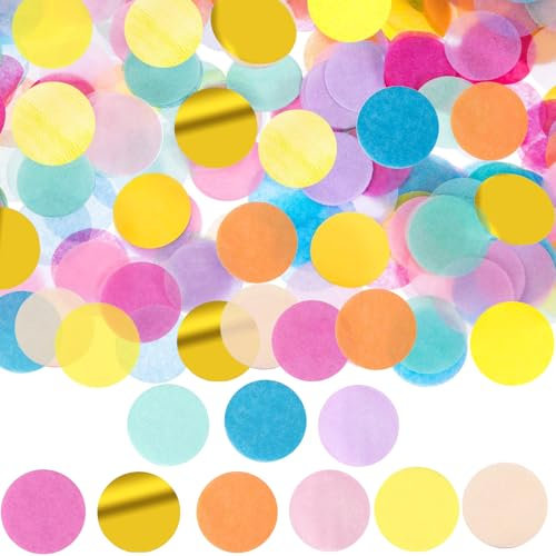 GoldRock 2.5cm Konfetti Bunt Hochzeit Geburtstag, 5000 Stk Konfetti Rund,Konfetti Papier Pastell,Streudeko Geburtstag Hochzeit Tischdeko, Konfettikanone für Karneval,Weihnachten,Taufe,Baby Shower Deko