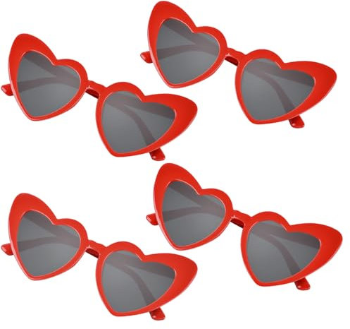 NACHLYNN 4/12/24 Stück Herzen Sonnenbrille, Retro Party Brille Damen Herren Polarisiert Love Herz für Hochzeit, Urlaub Feier, Outdoor & Foto-Shooting (4, Rot)