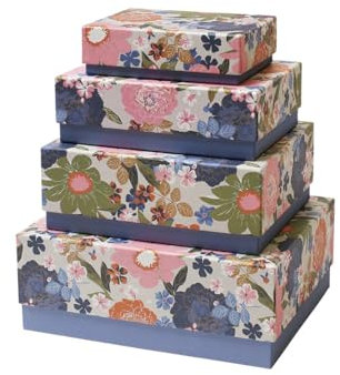 Rössler Papier 13431530004 - Geschenkbox mit Deckel Vivian, Set mit 4 Boxen, Pappschachteln rechteckig