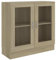 Hommdiy Vitrinenschrank Wohnzimmer,Glas Vitrine Hochglanz mit Glastüren Sonoma-Eiche 82,5x30,5x80 cm Holzwerkstoff
