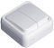 Doble conmutador de superficie blanco, 2 posiciones, ideal para controles de iluminación en hogares y oficinas.