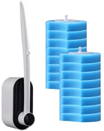 Toilet Brush with Refills, Wall Mounted Toilet Brush - Limescale Remover, Toilet Bowl Brush Scrubber with 16 Stick Cleaner Refills for Grill and Household Cleaning