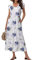Tanmolo Robe longue d'été pour femme - Robe de plage avec col en V - Style swing - Avec motif floral - Avec poches, roses violettes pastel, XL