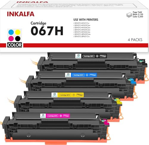 067H Toner Kompatible Tonerkartusche Als Ersatz für Canon 067H 067 für Canon i-SENSYS MF655CDW Toner MF657CDW LBP631CW LBP633CDW MF651CW (Schwarz Cyan Gelb Magenta, 4er-Pack)