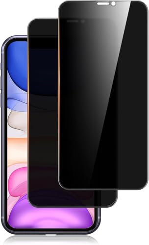 Yisica 2 Pièces Protection d'Écran Anti-Espion pour iPhone 11/XR avec Protection d'Objectif de Caméra, Film en Verre Trempé (Noir)