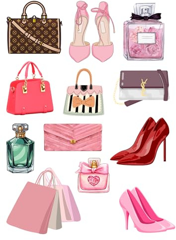 Edible print A4 Womans Girls theme Cake topper set cake decorations wafer/icing paper UNCUT - Birthday - Mum - Handbags Perfume High heels (Icing paper)