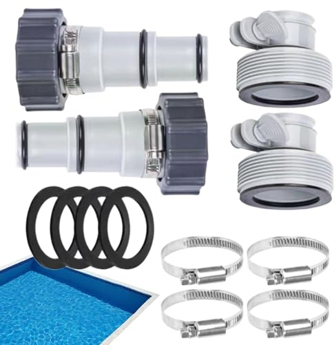 Yianyal Pool Pump Hose Adapter, Pool Hose Connector with Clamp and Washer, Replacement Parts for Drain Backflush Warmer Swimming Fountain Users Beginners Professionals