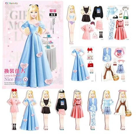 Anziehpuppen, magnetische Papierpuppen - Magnetische Prinzessinnen-Anziehpuppe aus Papier | Prinzessin-Anziehpuppe aus Papier, leicht zu greifen, Geschenk für Kinder, Mädchen im Alter von 4–7 Jahren