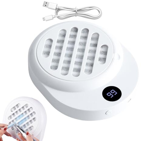 Hitburu Collecteur De Poussière D'Ongles Silencieux - Extracteur Rechargeable - Machine D'aspiration De Poussière sans Fil Compacte avec Filtre Réutilisable | pour Manucure Pédicure Salon avec Vernis