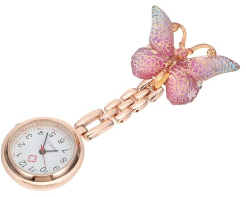 Supvox Schmetterling Krankenschwesteruhr mit Clip Analoge Pflege Taschenuhr aus Sicherem Material Modische Medizinische Ansteckuhr für Damen und Pflegepersonal