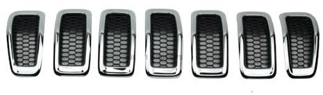 GRIGLIE ANT NERA.CROMATA COMPLETA 7 PEZZI COMPATIBILE CON JEEP CHEROKEE 2014>2019