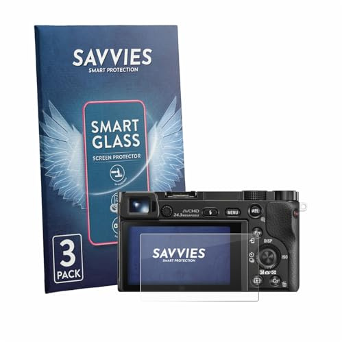 Savvies 3 Stück Panzer Schutz Glas für Sony Alpha 5000/6000 / 6400 9H Schutzfolie HD, Blasenfrei, Anti-Fingerabdruck, Stoßfest, Displayschutz