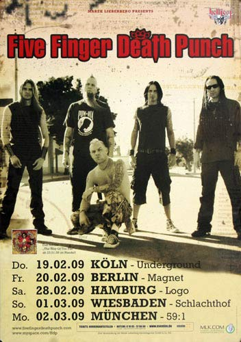 Five Finger Death Punch - War is The Answer, Tour 2009 » Konzertplakat/Premium Poster | Live Konzert Veranstaltung | DIN A1 «