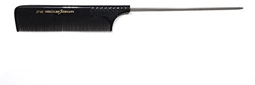 Hercules Sägemann 6740 Profi Nadel-Stielkamm extra lange Nadel 12 cm Naturkautschuk Haarkamm Zahnung fein - 9,5 Zoll - Nadelstielkamm Grip-Back