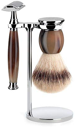 Mühle SOPHIST - Rasierset, Silvertip Fibre®, mit Rasierhobel, Griffmaterial aus echtem Horn S 33 B 42 SR