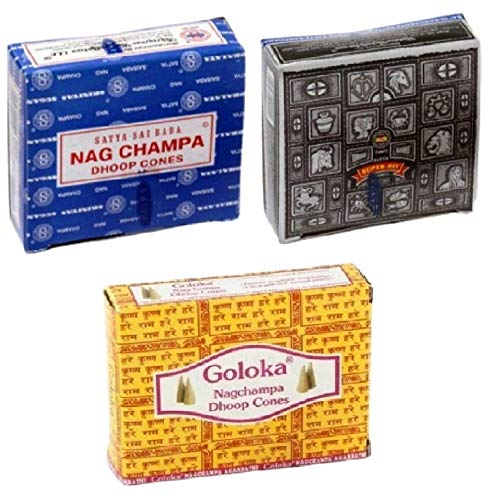 Nag Champa Räucherkegel 3er Set - Nag Champa, Superhit, Goloka