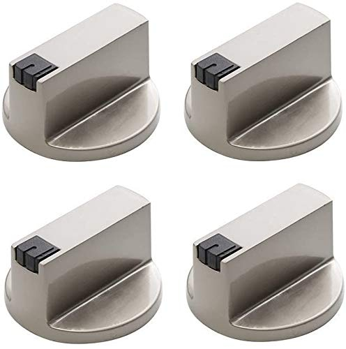 Vinallo 4 Pcs Universal Silver Gas Stove Knobs Cooker Oven Hob Control Switch (6MM 90°)