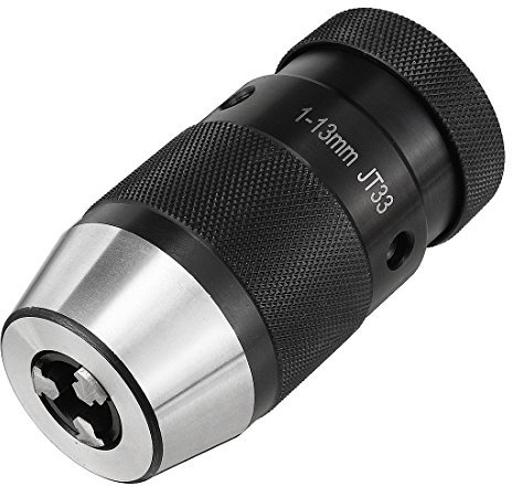 sourcingmap Keyless Drill Chuck JT33 Taper Mount Adjustable 3/76-1/2 (1mm-13mm) 3-Jaw for Lathes Milling Drilling Machine