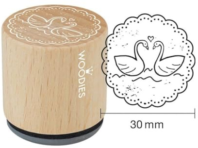 Woodies COLOP Holz-Stempel - Schwäne - Abdruckgröße 30 mm