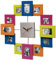 Mehrfarbige Unity-Wanduhr mit Fotorahmen aus Aluminium, 39 x 38,5 cm