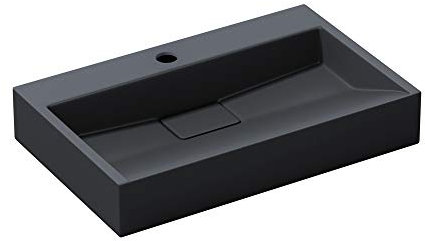doporro Lavabo sobre encimera antracita mate de mármol fundido con válvula de desagüe 60x38x11cm Colossum19 lavabo rectangular suspendido con 1 orificio para grifo con nano revestimiento