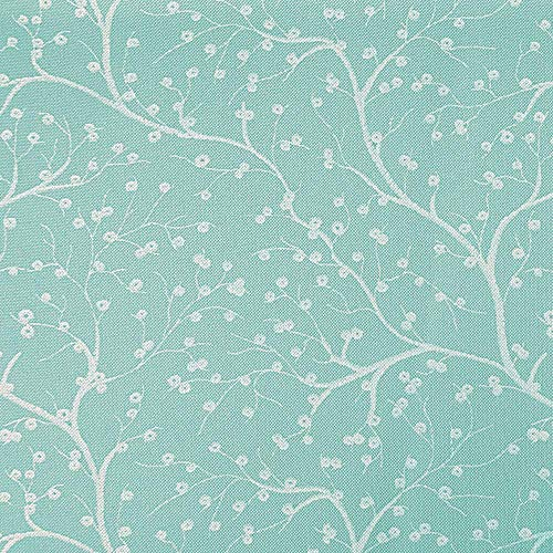 novely® HANAU TWIG - Dekostoff mit Blumen-Print - Robuster Möbelstoff - Pflegeleichte Meterware 1lfm (06 Pastell Türkis)