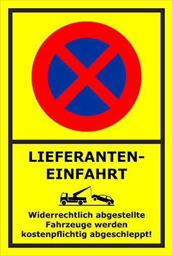 Melis-Folienwerkstatt Parken verboten Schild – Abschleppschild - Lieferanten-Einfahrt Anlieferung – 60x40 cm – 3mm Aluverbund – Verschiedene Größen und Materialien – Mit Bohrlöchern