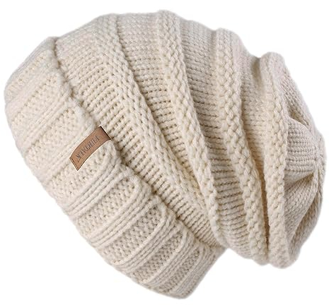 FURTALK Gestrickte Winter Slouchy Beanie Mütze Oversized Unisex Crochet Cable Ski Cap Baggy Slouch Hüte für Frauen Männer, Beige, Einheitsgröße