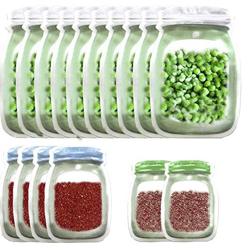 Enkrio 20 PCS Mason Jar Zipper Bags Storage Reusable Food Bag for Snack Sandwich Nuts Cookies Airtight Zipper Sealed Baggies Leak-Proof