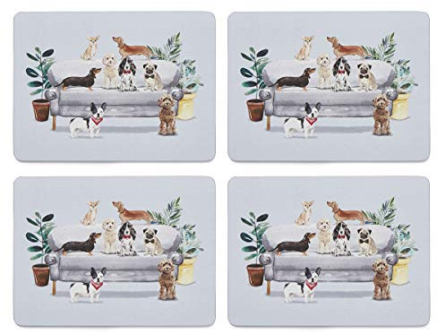 Cooksmart 4 Stück Tischsets | Platzsets für den Tisch mit britischen Designs | Tischsets für alle Arten von Küchen - Neugierige Hunde