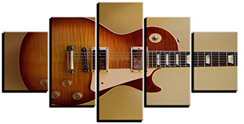 XSHUHANP Kunstdrucke Auf Dekor Wohnzimmer Wandkunst Leinwand Bilder Modulare Poster 5 Stücke Musikinstrumente Gitarre Gemälde Rahmen Druck Kunstwerke