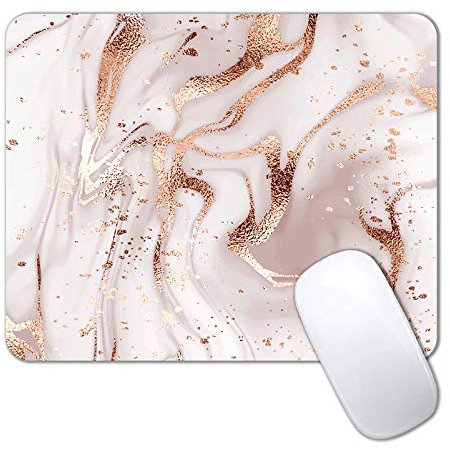 Cute Kids Mouse Pad, Rose Gold Marble Mouse Pads for Girls Wireless Office Laptop Computer Desk Mousepad with Designs Decorative for Women