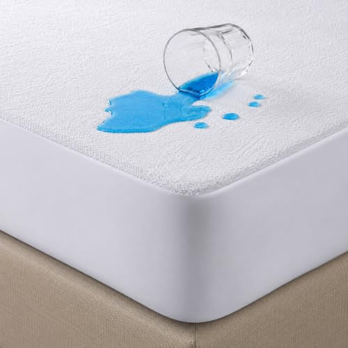 K&A® Terry Waterproof Mattress Protector | Soft Terry Towel Mattress Topper | Anti Allergy, Noiseless and Breathable | 40 cm Extra Deep Box | Fitted Sheet Style Mattress Cover | King 150x200 cm