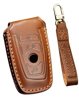 ontto Étui de clé de Voiture en Cuir pour BMW Série 1, 2, 3, 4, 5, 6, F10, F12, F20, F25, F30, X3, X4, M3, M4, M5, 3GT 5GT - Marron B