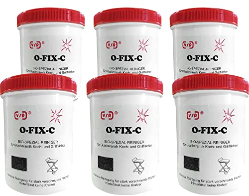 VSR O-Fix-C Pulver Spezialreiniger für Glaskeramik-Kochfelder, Grillflächen und Keramikspülen (6 Dosen à 250 g)