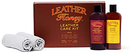 Leather Honey Complete Leather Care Kit Including Leather Conditioner (8 oz), Leather Cleaner (8 oz) and Two Applicator Cloths for use on Leather Apparel, Furniture, Auto Interiors, Shoes, Bags
