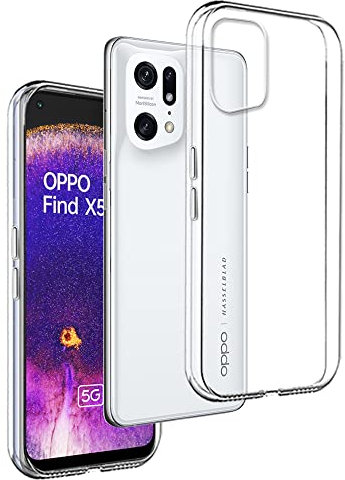 REY Cover in Gel TPU Trasparente per Oppo Find X5 PRO 5G, Ultra Sottile 0,33 mm, Morbido Flessibile, Custodia Silicone