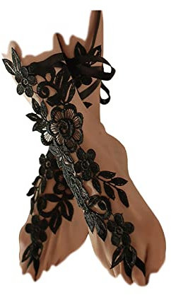 FORUBUS Bracelet de cheville sexy en dentelle florale avec anneau d'orteil pour femme, nœud papillon brodé en dentelle florale pour mariage, pieds nus, sandales de plage, bijoux, Adjustable, Pierre,