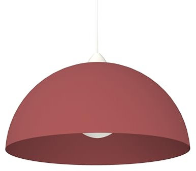 L+ Wohnzimmer Pendelleuchte Kinderzimmer Kronleuchter Moderne Küche Schlafzimmer Metall Halbe Kugel Form (Cowhide Rot, 40cm)